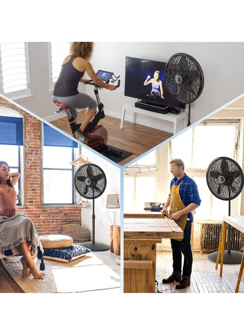 16 Inch Pedestal Fan with Remote Control,5-Blade Oscillating Standing Fan - Adjustable Height,Ultra Quiet,8 Speed,3 Winds Mode,9 Hour Timer,LED Display,90° Pivoting Head Air Circulator Fan (Black)