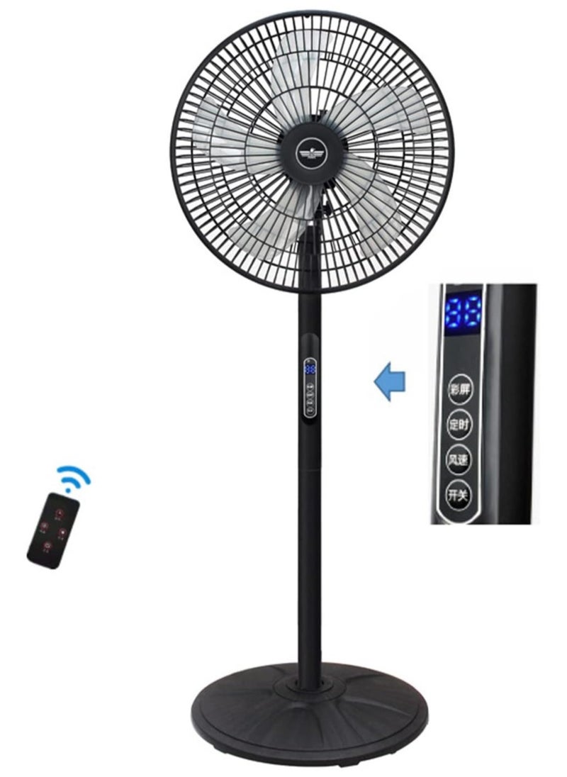 16 Inch Pedestal Fan with Remote Control,5-Blade Oscillating Standing Fan - Adjustable Height,Ultra Quiet,8 Speed,3 Winds Mode,9 Hour Timer,LED Display,90° Pivoting Head Air Circulator Fan (Black)