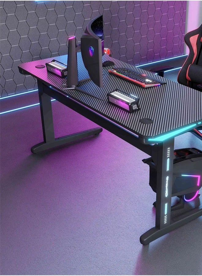 Ergonomic Gaming and Computer Desk with LED Lights and USB port 100 CM