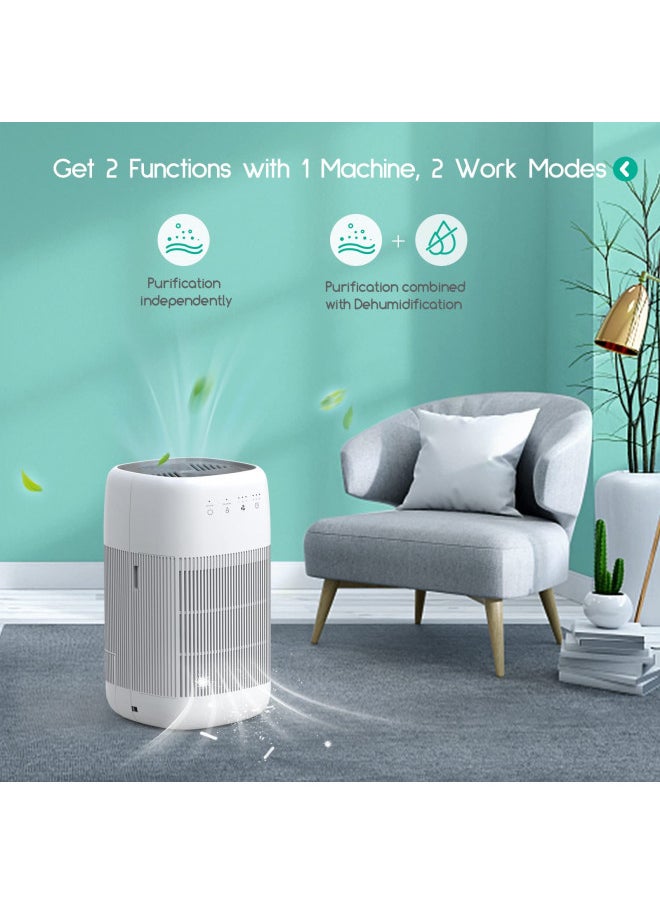 Afloia Air Purifier and Dehumidifier in 1, True HEPA Air Purifier with H13 HEPA Filter, Small Dehumidifier Combined with Air Cleaner, Remove Pet Odors Dust Smoke for Home, Bedroom, Bathroom