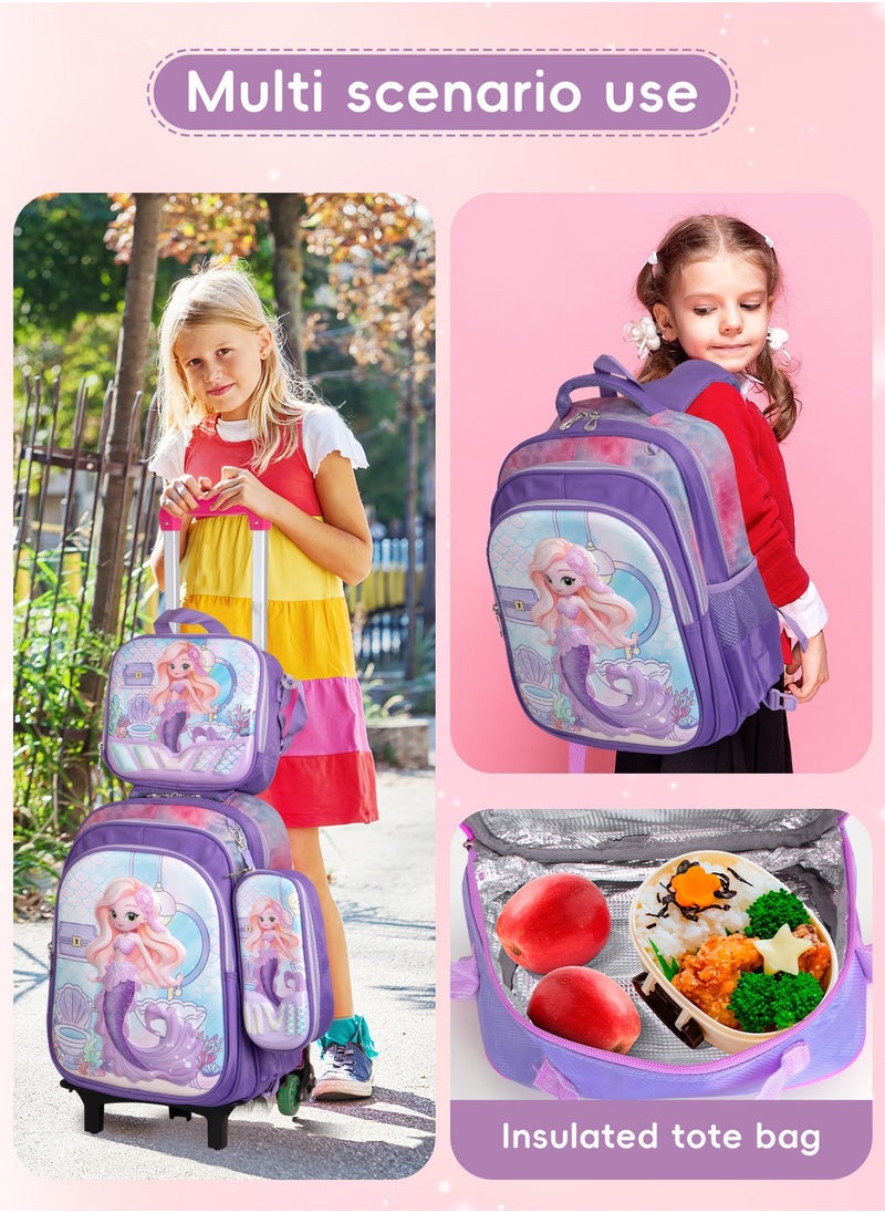 Children School Bag Student Backpack with Reflective Strip Design & Padded Adjustable Shoulder Strap Large volume Waterproof Bookbag and for 3-10 Year Boys Girls Elementary Kindergarten(Mermaid)