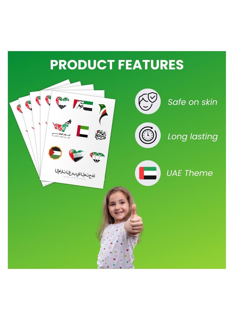 UAE National Day Temporary Tattoo Stickers–Perfect For Celebrating UAE National Day,Parties,School Events And Corporate Celebrations–UAE-Themed Tattoo Stickers For National Day