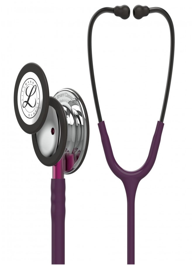 3M Littmann Classic III Monitoring Stethoscope, MirrorFinish Chestpiece, Plum Tube, Pink Stem and Smoke Headset, 27 inch, 5960