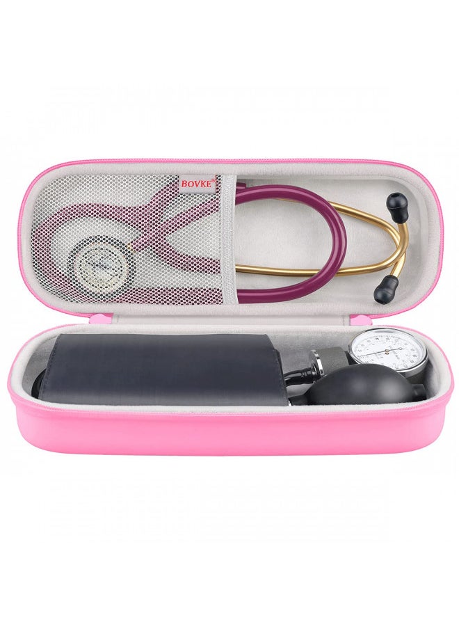 BOVKE Travel Carrying Case Compatible With 3M Littmann Classic III, Lightweight II S.E, MDF Acoustica Deluxe Stethoscope, Extra Room for Medical Scissors EMT Trauma Shears and LED Penlight, Pearl Pink