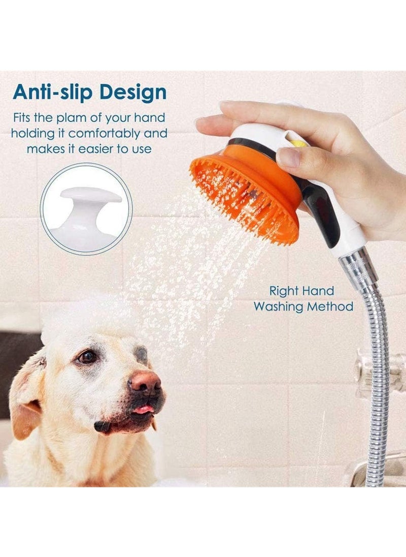 Handheld Pet Shower Head Pet Grooming Shower Bath Spray Head Indoor Outdoor Adjustable Handheld Bathing Tool for Dogs and Cats (Orange Color)