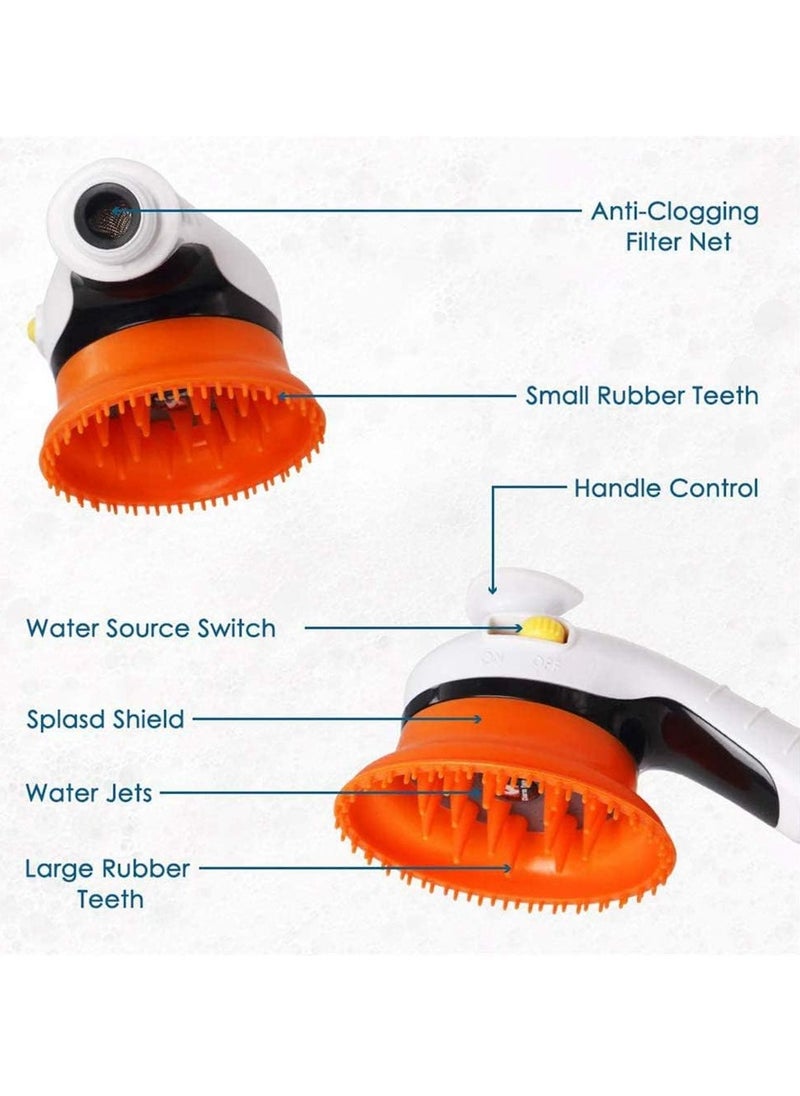 Handheld Pet Shower Head Pet Grooming Shower Bath Spray Head Indoor Outdoor Adjustable Handheld Bathing Tool for Dogs and Cats (Orange Color)