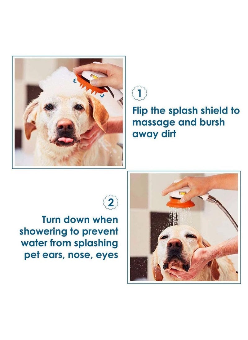 Handheld Pet Shower Head Pet Grooming Shower Bath Spray Head Indoor Outdoor Adjustable Handheld Bathing Tool for Dogs and Cats (Orange Color)