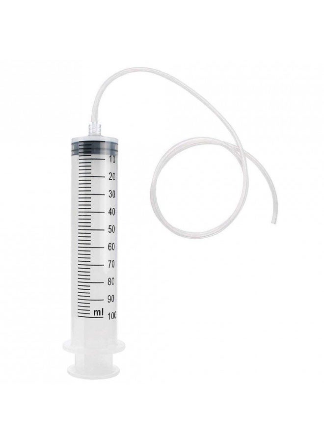 Large 100ml Plastic Syringe with Tubing, Carejoy Indutrial Syringes + 80cm(31.5in) Handy Long Hose Fluid Suction Injector for Scientific Labs Injecting, Feeding Pets, Drawing Oil, Fluid and Water