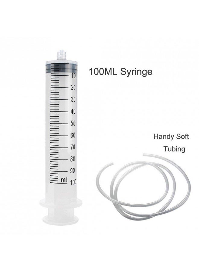 Large 100ml Plastic Syringe with Tubing, Carejoy Indutrial Syringes + 80cm(31.5in) Handy Long Hose Fluid Suction Injector for Scientific Labs Injecting, Feeding Pets, Drawing Oil, Fluid and Water