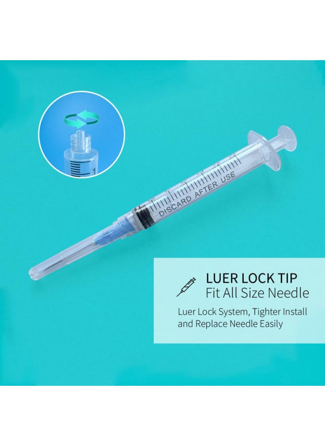 10 Pack 3ml Syringes with Needle - 23G, 1.0 inch Needle Luer Lock Syringe Individually Packaged (3ml, 10)