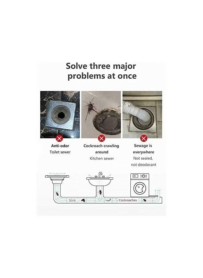 4PCS Floor Drain Cover, Anti-odor Floor Drain, Rubber Floor Drain, Shower Waste Water Drainer, No Filter Deodorant, Anti-clogging Backflow, Preventer Sewer Floor Drain Core for Bathroom Kitchen