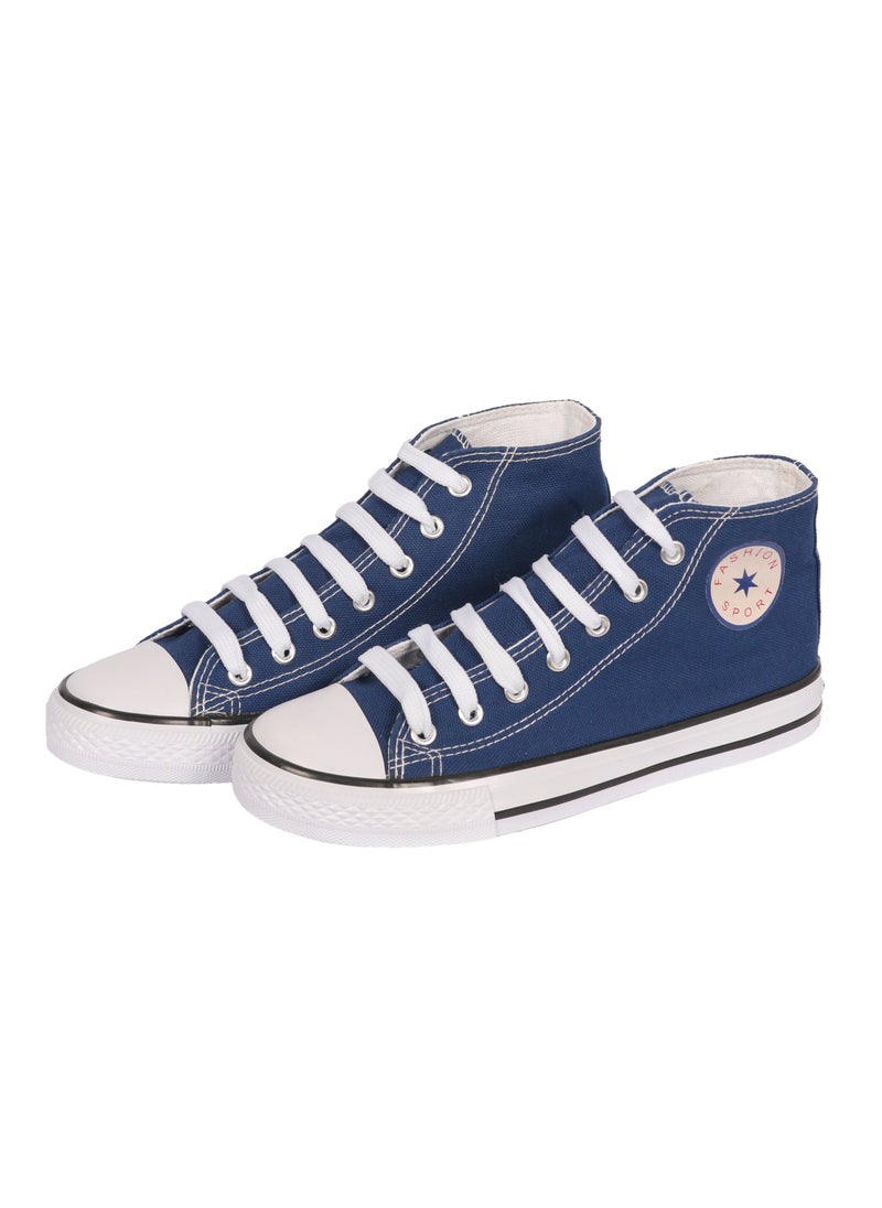 Ladies canvas Shoes High top navy blue