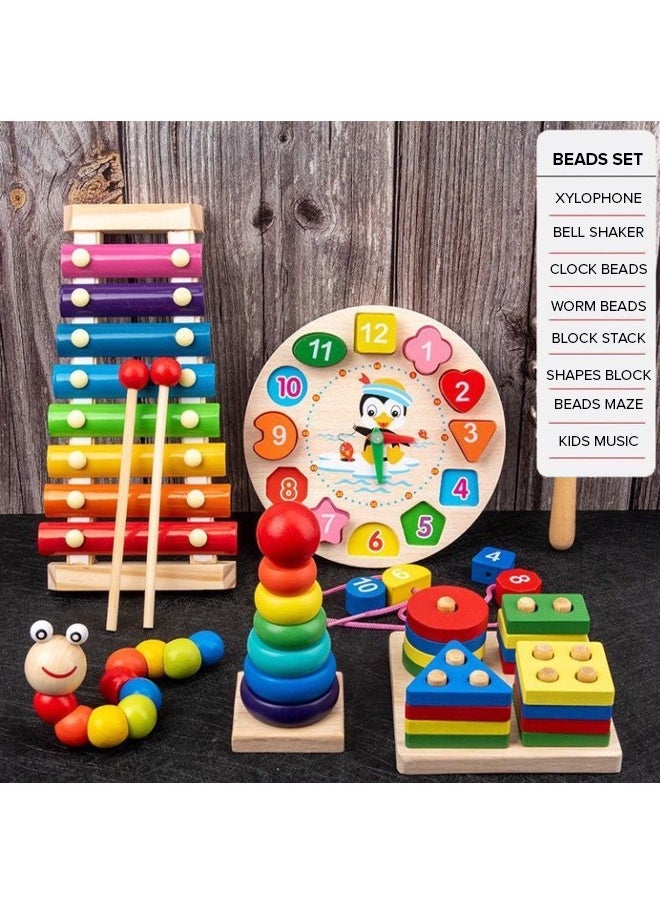 Baby Toys Set Musical Instrument Set Early Education Interactive Learning Beads Blocks Maze Toys for Toddlers