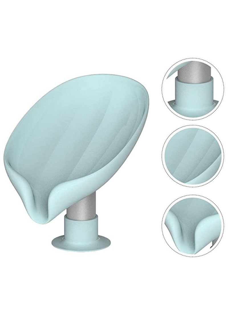 Bar Soap Holder,Leaf-Shape Self Draining Not Punched Easy Clean Soap Dish for Shower, soap Holder with Suction Cup Creative soap Box, for Bathroom, Kitchen Sink