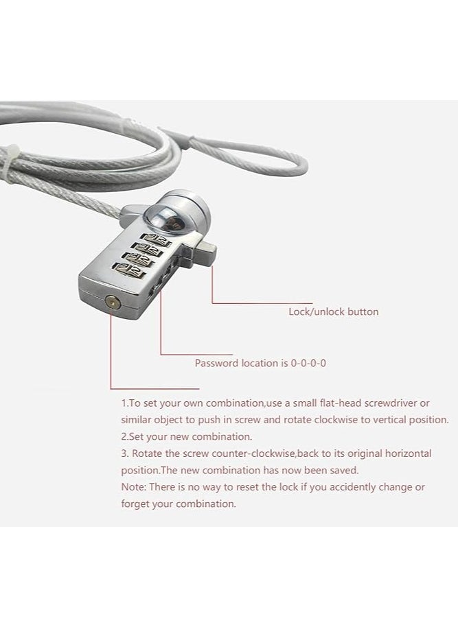 Computer Laptop Cable Lock，Laptop password lock 2m computer lock zinc alloy computer encryption anti-theft lock steel wire rope computer lock