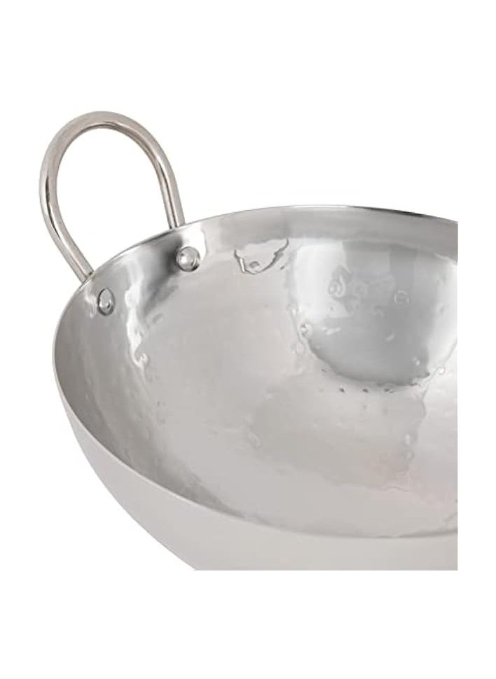 22cm Heavy Deep Round Kadai- Perfect for Sauting, Frying, Stir Frying, Etc Strong Stainless Steel Construction