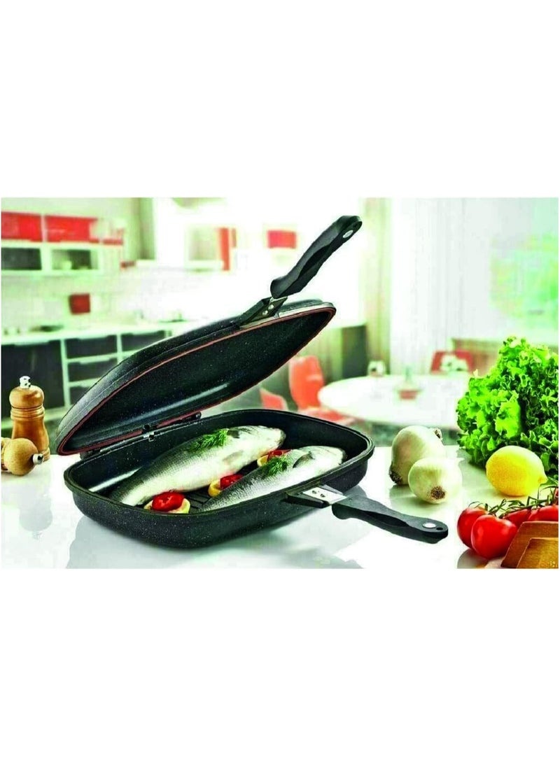 Royal Swiss Double Frying Pan with Non-Stick Bottom for Halogen, Electric, Ceramic and Gas Cookers