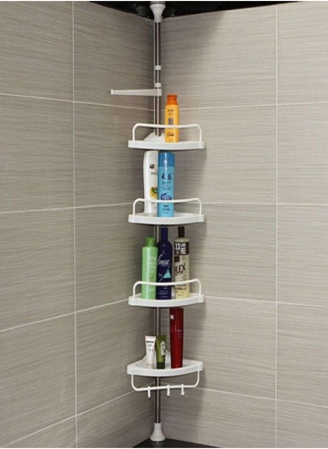 Telescopic Shower Corner Shelf Wall Bathroom Shelf Organizer with 4 Shelves for Soap Shampoo Shower Accessories and Towel Rack