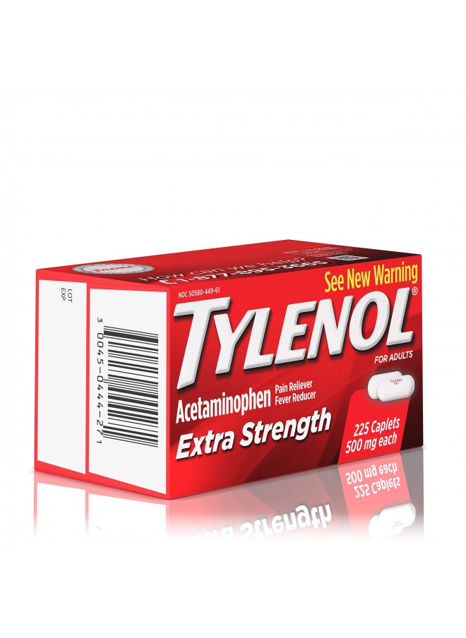 Tylenol Extra Strength Caplets with 500 mg Acetaminophen, Pain Reliever & Fever Reducer, For Headache, Backache & Menstrual Pain Relief, 225 ct