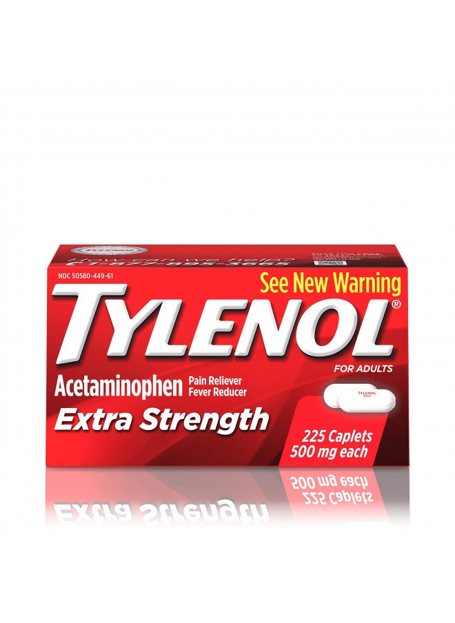 Tylenol Extra Strength Caplets with 500 mg Acetaminophen, Pain Reliever & Fever Reducer, For Headache, Backache & Menstrual Pain Relief, 225 ct