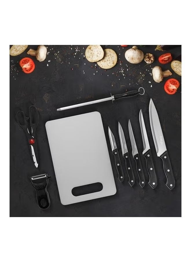 9-Piece Superior Kitchen Knife Set Silver