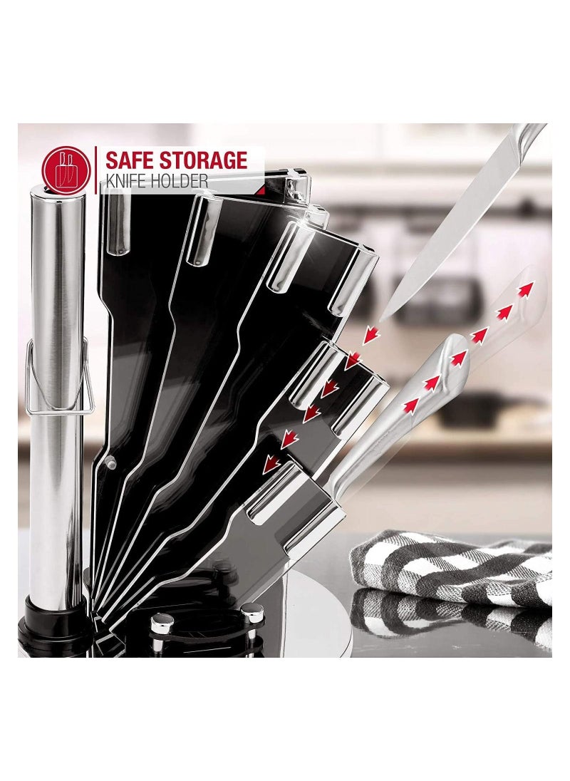 Factory Price 9 Pcs Stainless Steel Knife Set with Rotating Stand Black