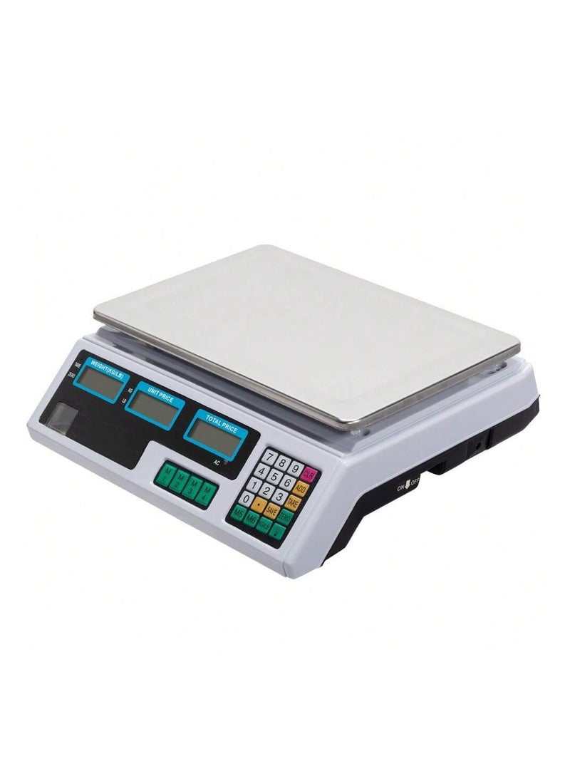 RACO Highly Efficient 40kg Digital Price Computing Scale for Commercial Use, Dual LCD Display, Stainless Steel Platform, Rechargeable Battery, Ideal for Fruits, Vegetables, Meat, and Produce