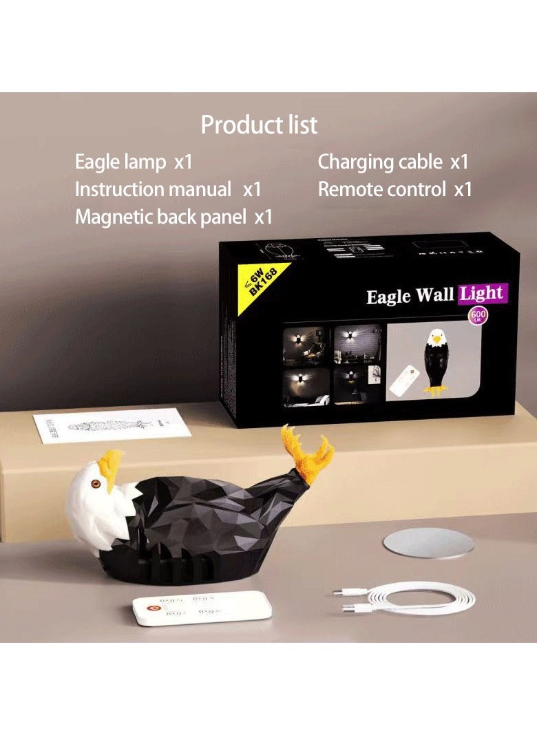 Eagle Light Decorative Lamp Kids Night Light Mood Light LED Wall Light Magnetic LED Wall Mounted Eagle Light with Remote Control, USB Rechargeable, Battery Powered and Removable Rechargeable Eagle Light Suitable for Indoor, Bedroom, Living Room, Hallway, Office