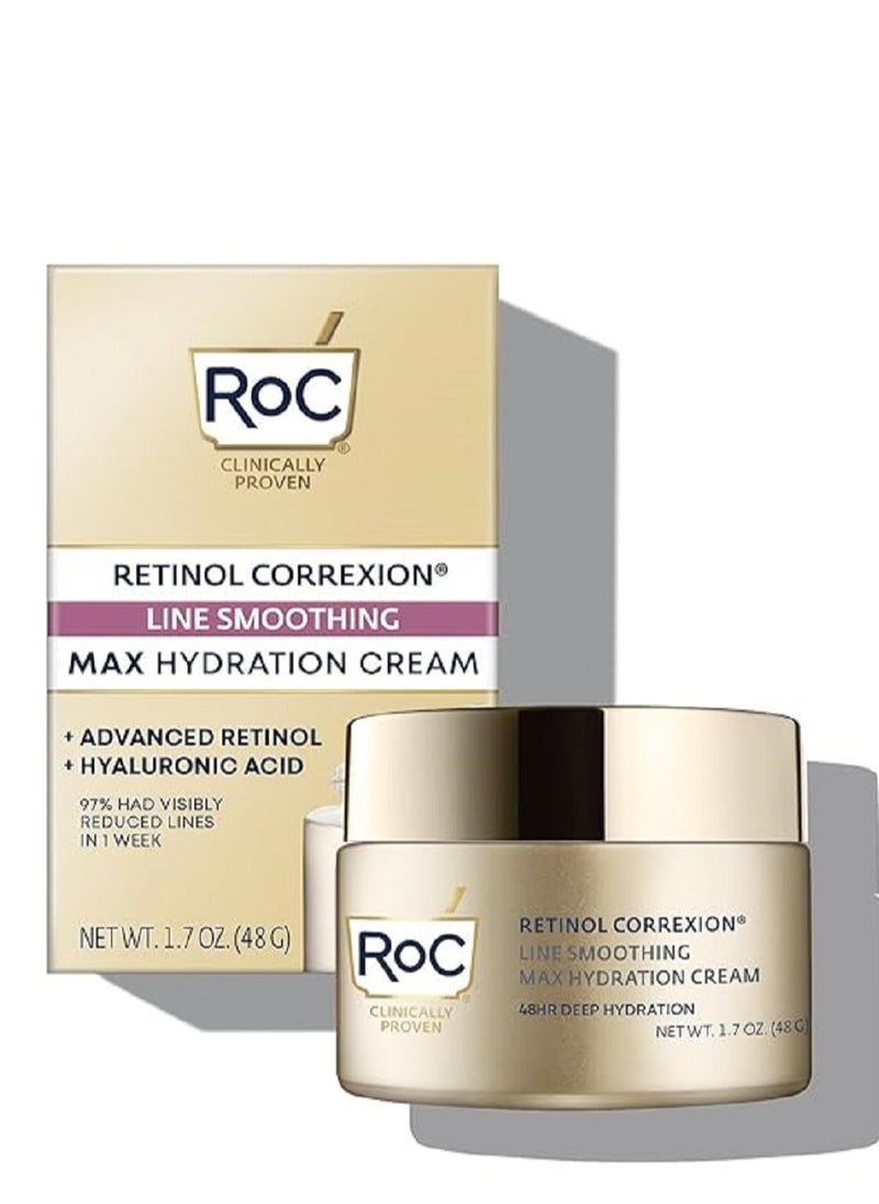 RoC Retinol Correxion Max Daily Hydration Anti-Aging Crème with Hyaluronic Acid, 1.7 Ounces