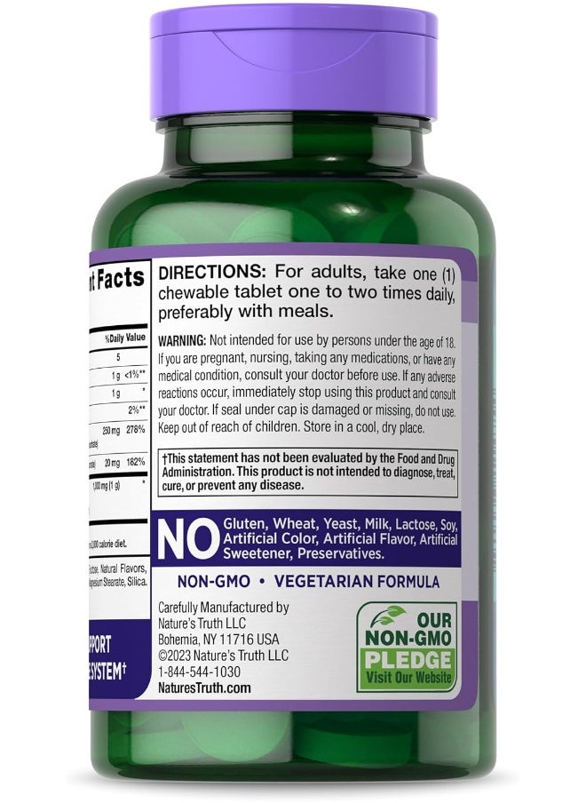 Elderberry Immune Support 60 Chewable Tablets With Vitamin C And Zinc Mixed Berry Flavor