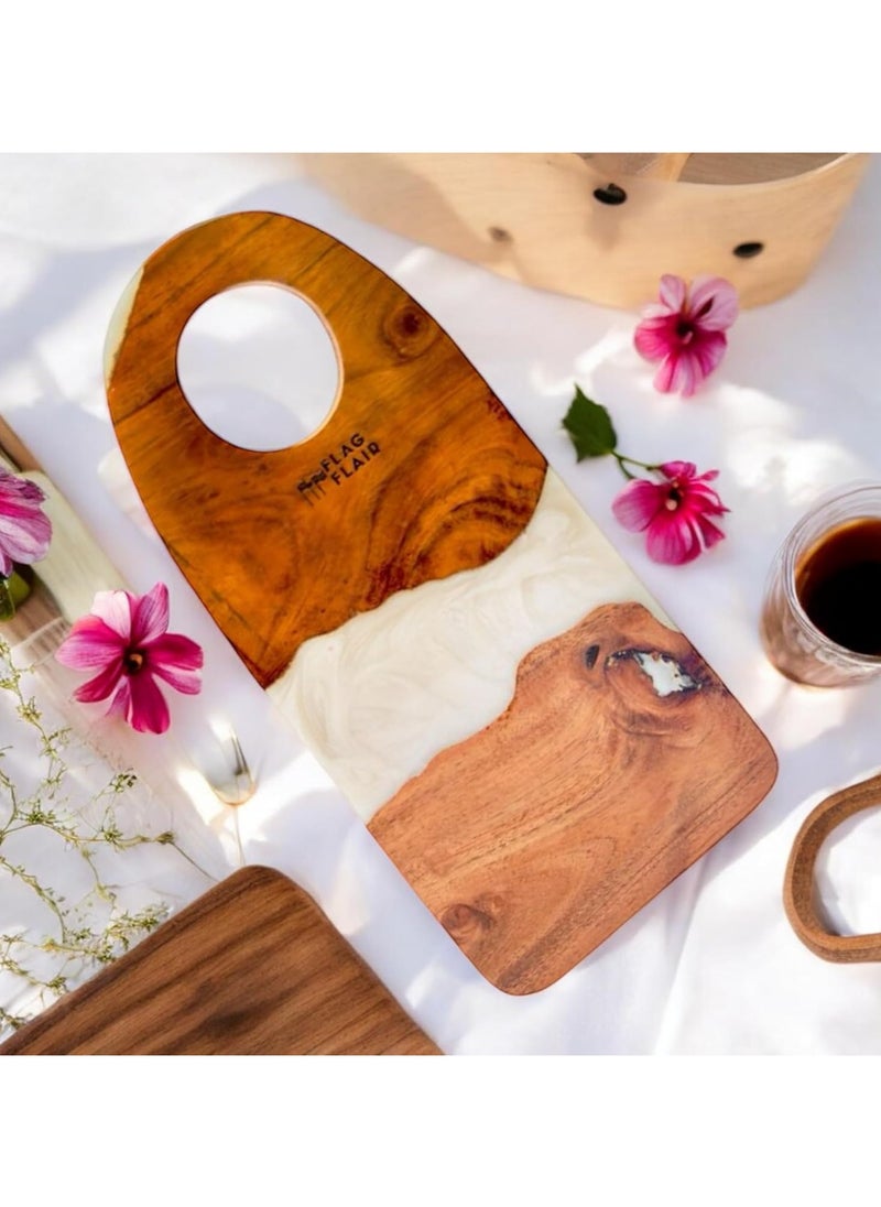 FlagFlair Premium Acacia Wood and Resin Cutting & Chopping Board – Handcrafted in India, Ideal for Meat, Cheese, Vegetables, and Bread | 31.5 x 16.5 x 2.2 cm | Durable Kitchen Essential for Home.