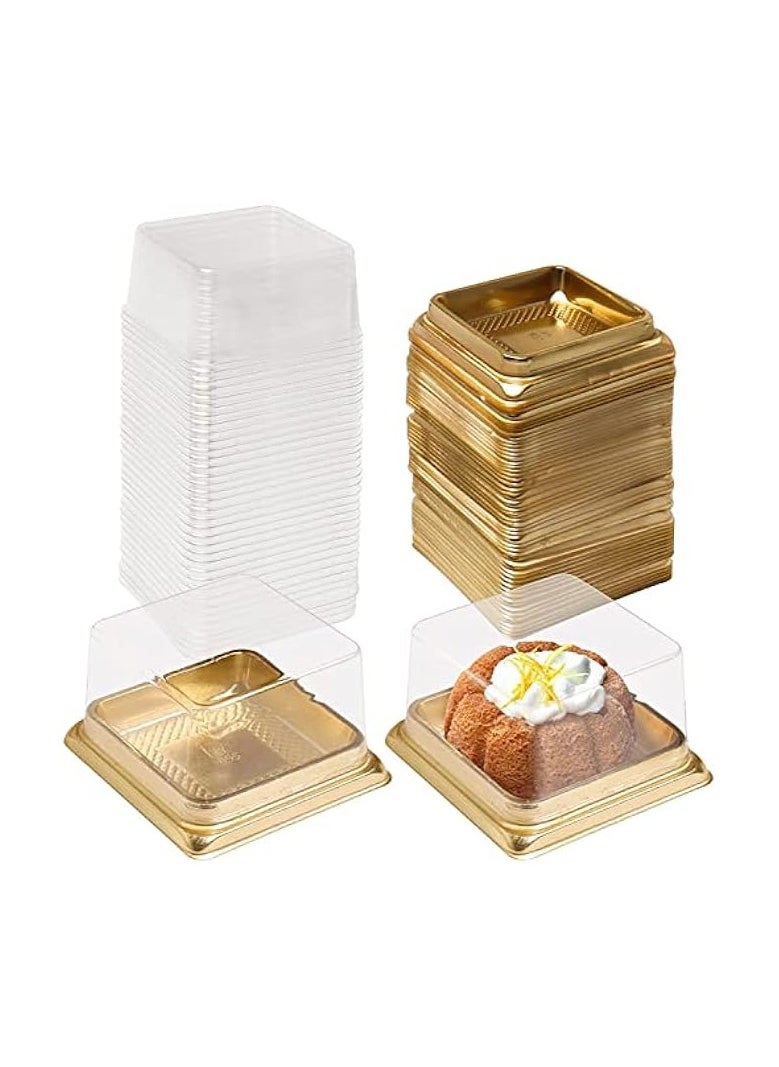 Cupcake Boxes, Mini Mooncake Box, 50Pack Individual Cake Boxes Container, Plastic Transparent Mooncake Box Cake Cookies Muffins Box, for Baby Shower Wedding Birthday Party Supplies