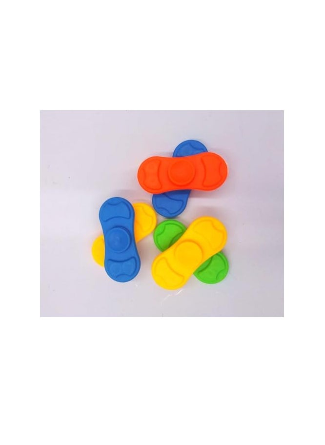 Colourful Fidget toy spinners plastic, Set of 12, Yellow, Orange, Green, Blue