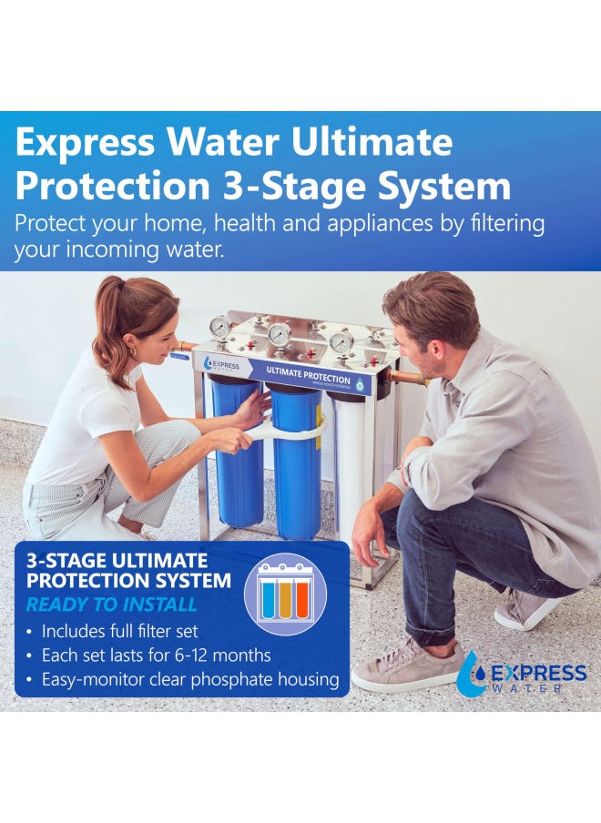 EXPRESS WATER 3-Stage Heavy Metal and Anti-Scale Water Filtration System, Stainless Steel, 100K Gallons