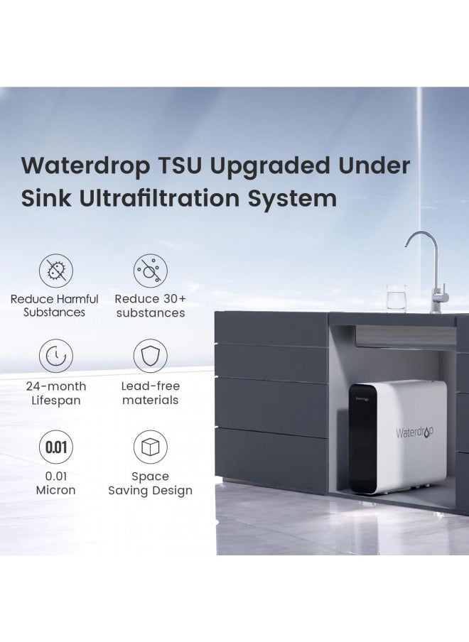 Waterdrop TSU 0.01m Ultra-Filtration Under Sink Water Filter System, 3-Stage High Capacity, USA Tech, Smart Panel, No Waste Water, 2 Years Lifetime