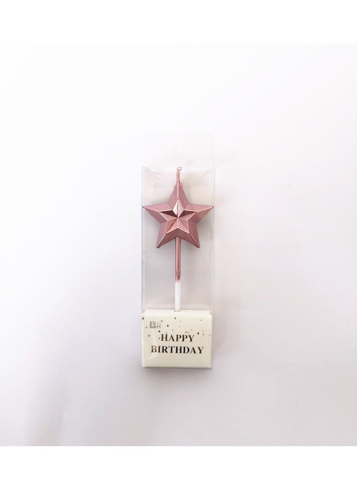 Birthday Cake Candles, Diamond Hearts, Star Shaped Baking Decorations, Creative 3D Stereoscopic Candles