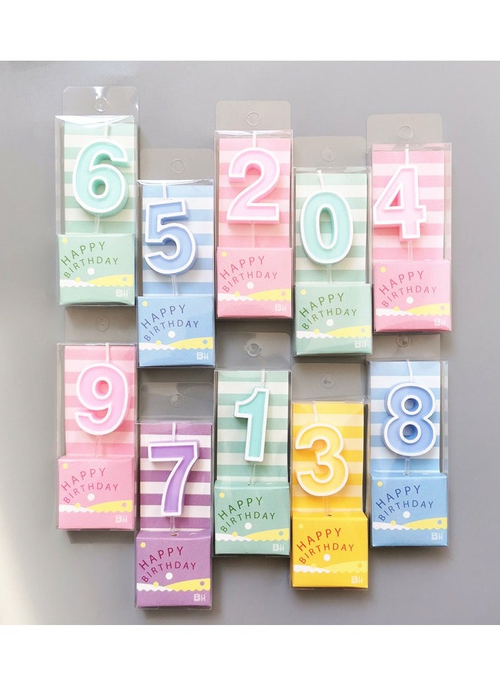 Candy Colored Digital Decorative Candles, Creative Colored Birthday Candles 0-9(Color Random)