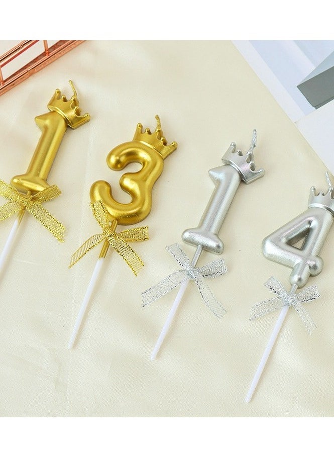 Crown Bow Digital Candle Decoration 0-9 Candle Plugin Dessert Table Decoration