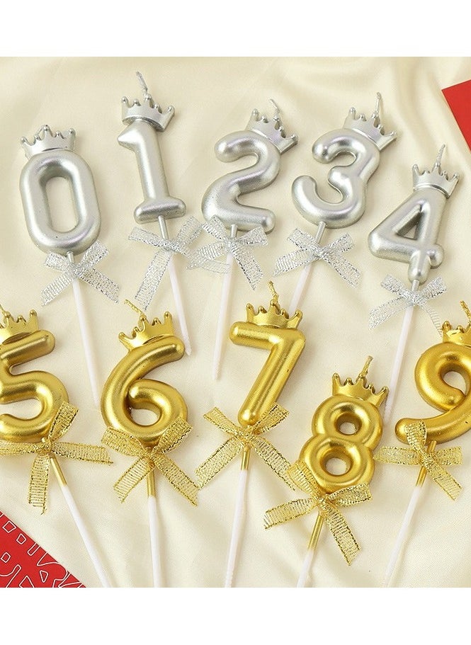 Crown Bow Digital Candle Decoration 0-9 Candle Plugin Dessert Table Decoration