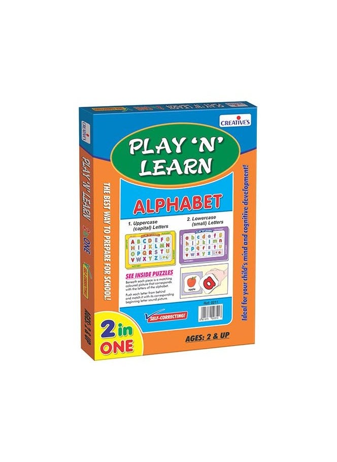 Creative's Play N Learn Alphabets | Puzzle Board Game | Educational and Learning Toy | ABC, Cardboard Learning Educational Board for Kids | Early Puzzles Alphabet Uppercase & Lowercase | Ages 2 & Up