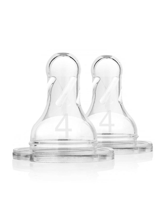 Pack Of 2 Baby Original Narrow Y Cut Silicone Nipples, Level 4, 9 Months +