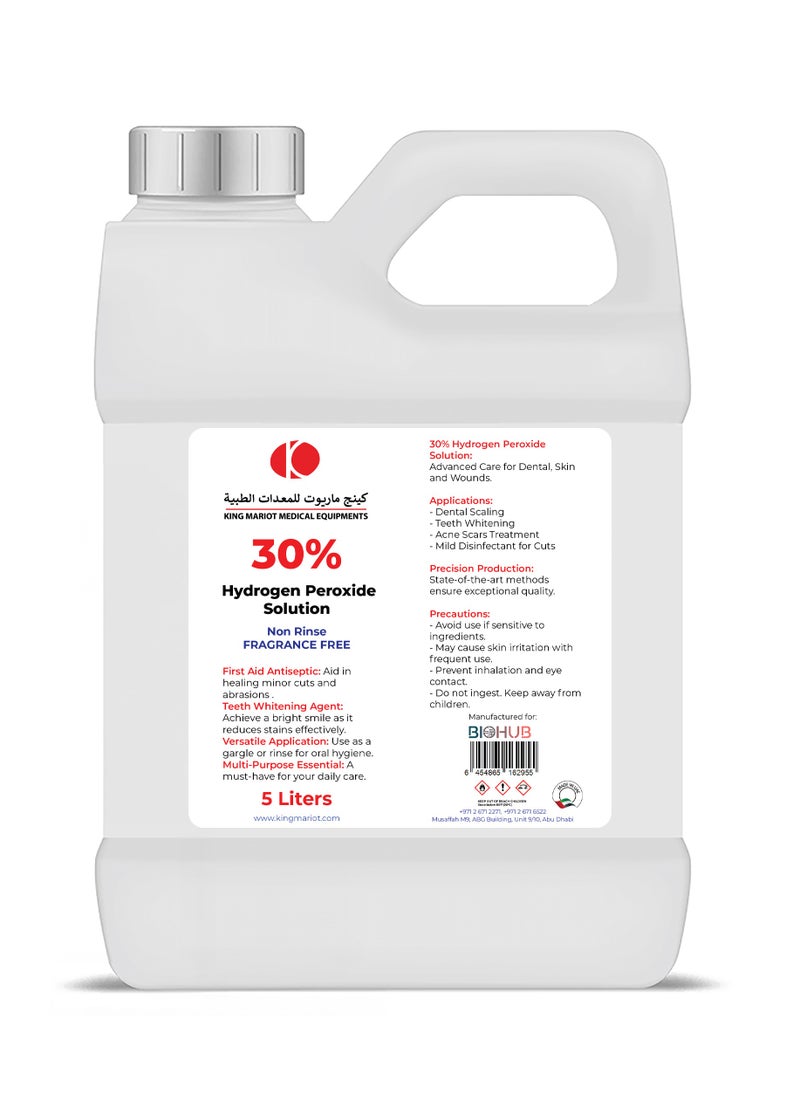 30% Hydrogen Peroxide Solution 5 Liters Used as Dental Scaling & Teeth Whitening Treating Acne Scars Mild Disinfectant for Cuts & Skin Ulcers