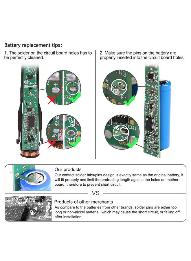 Upgraded Version: 800 mAh 3.7v Li-ion Electric Toothbrush Replacement Battery Compatible with Philips HX9340 HX6930 HX6750 HX6530 HX6320 HX6950 HX9350 HX6920 HX6910 HX6710 with pins for Circuit Board