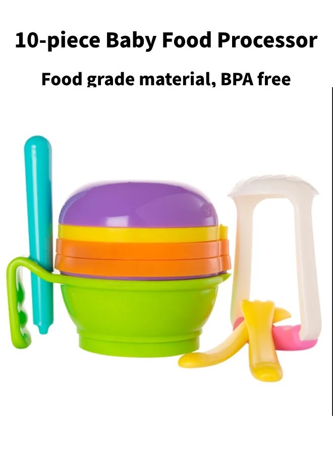 Baby food grinder 10-piece set manual food grinding bowl cooking manual mash shredder juicer fruit food machine