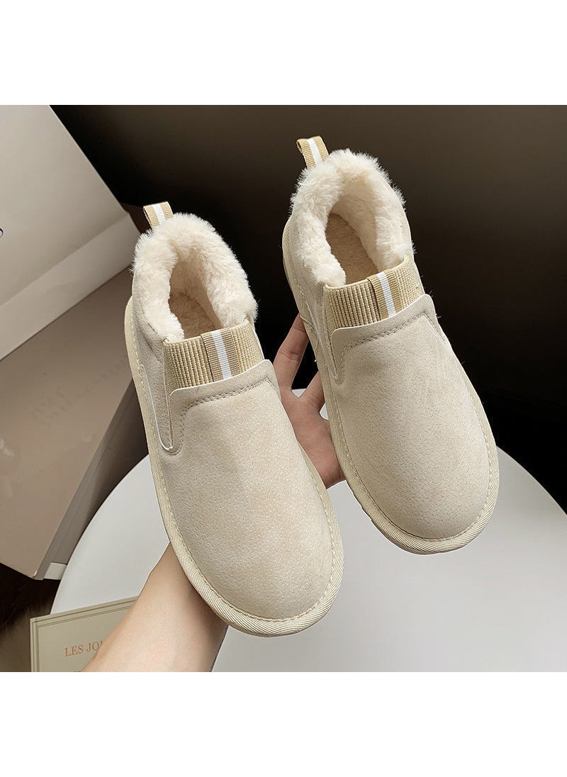 Warm Fur-Lined Snow Ankle Boots Beige