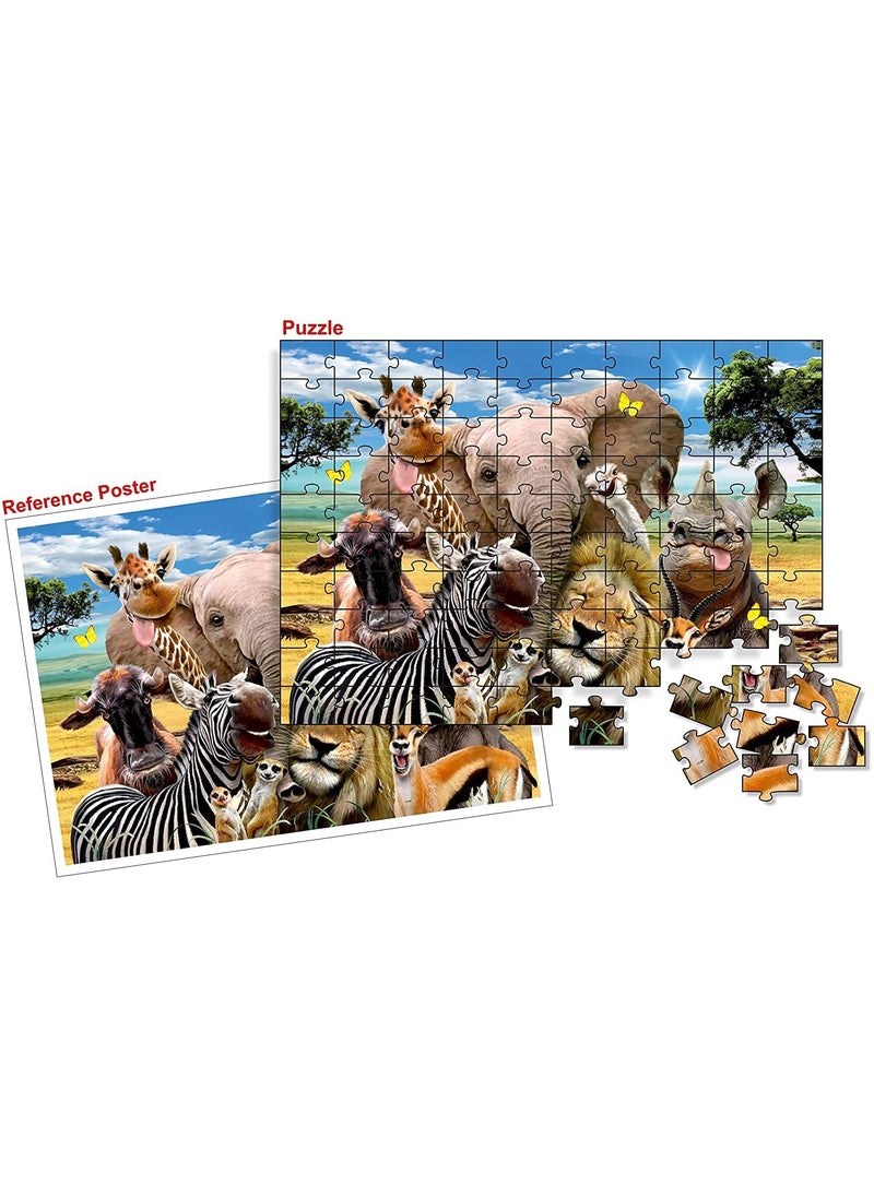 Creative's African Animals Selfie Puzzles | Children Jigsaw Puzzles Games | 100 Piece Jigsaw Puzzles | Eye-Hand Coordination for Kids | Jigsaw Puzzles | Gift for Kids Age 7 & Up