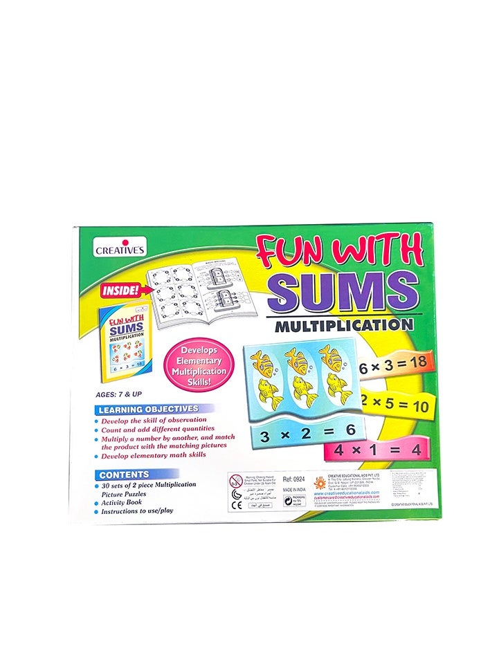 Creative's Fun with Sums Multiplication | Educational Math Practice Kit | 30 Sets of Multiplication Picture Puzzles for Boys & Girls Ages 7 and Up