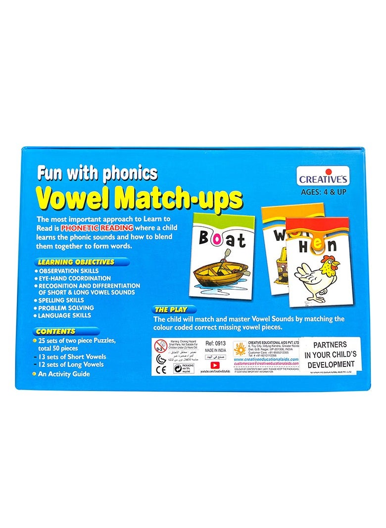 Creative's Fun with Phonics-Vowel Match Ups | Basic Phonic Skills Puzzles | Picture Words Puzzles | Learning Puzzles for Kids | Pre-School Learning Puzzles | Ages 4 & Up