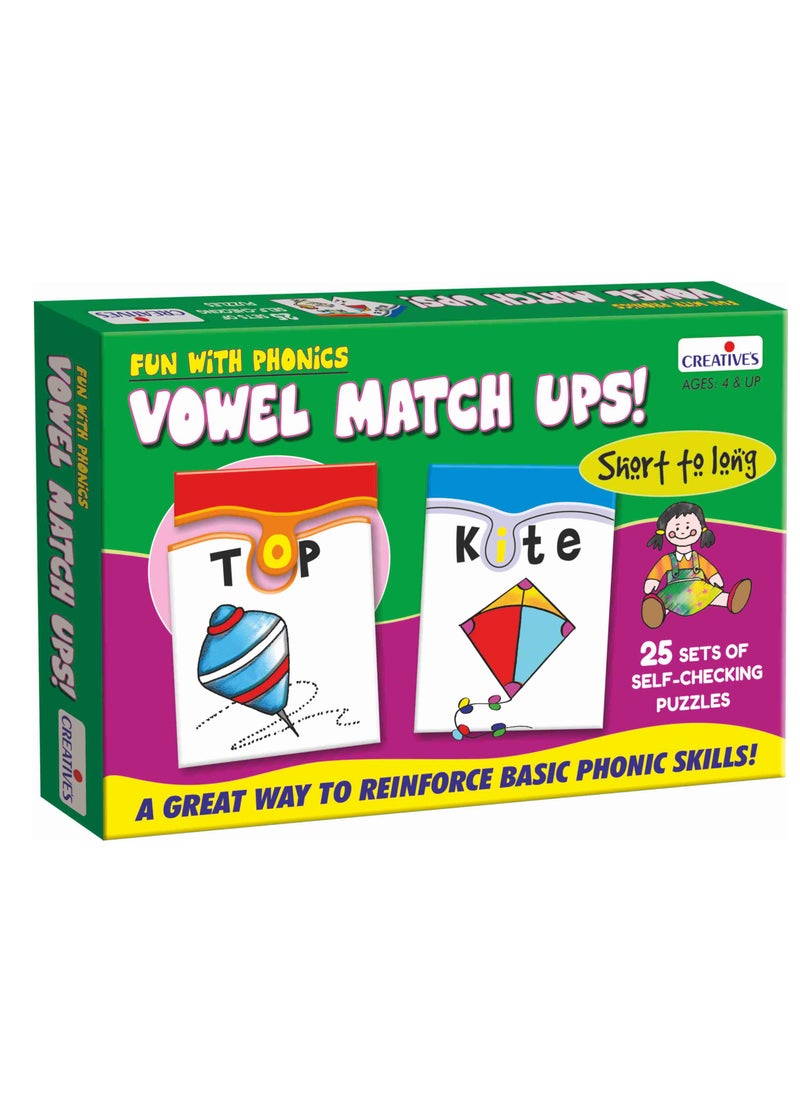 Creative's Fun with Phonics-Vowel Match Ups | Basic Phonic Skills Puzzles | Picture Words Puzzles | Learning Puzzles for Kids | Pre-School Learning Puzzles | Ages 4 & Up