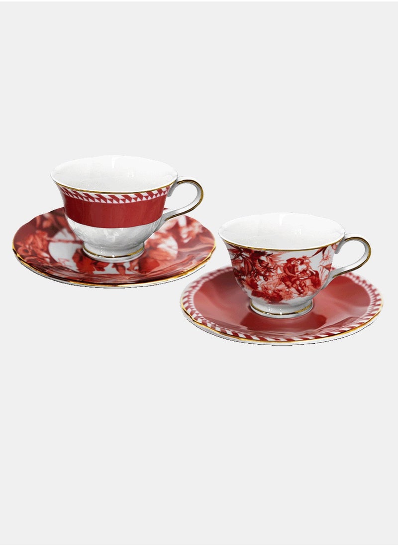 Baci Milano Le Rouge Sest 2 Tea Cups Porcelain